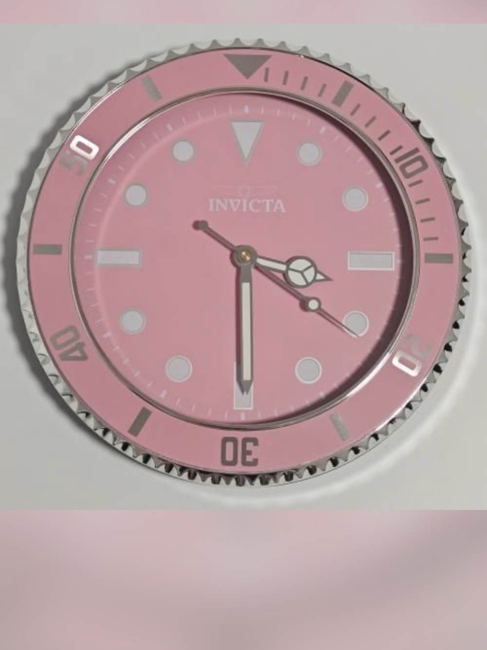 Invicta Pink and Silver Diver-Style Watch Dial wall clock